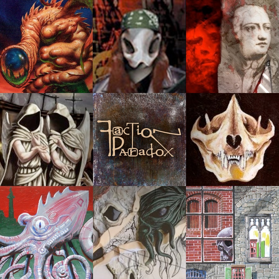 A montage of various works of cover art, representing diverse areas of the Faction Paradox æuvre.